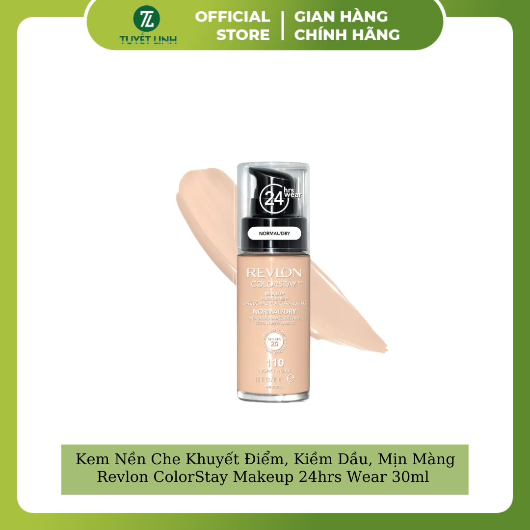 Kem Nền Che Khuyết Điểm, Kiềm Dầu , Bền Màu Mịn Màng Phong Cách Tây Hóa Revlon ColorStay Makeup 24hrs Wear 30ml (100% Product Made In America)