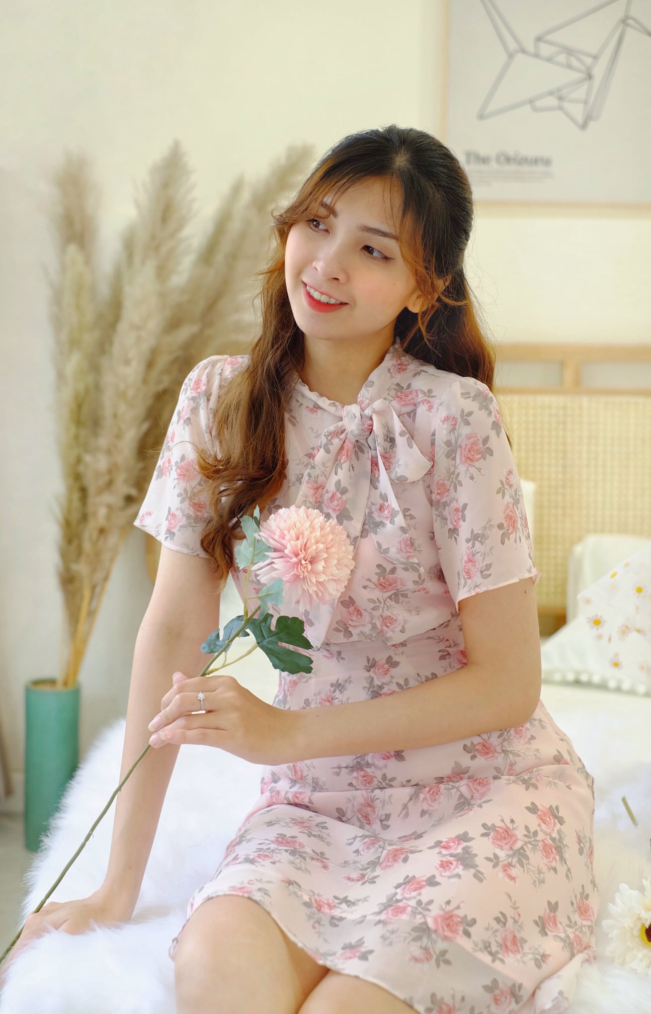 Taylar đầm jolie pastel hoa hồng phấn nhẹ nhàng ngọt ngào