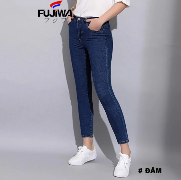 Quần Jean Nữ Ống Đứng Cao Cấp Fujiwa - 9T Quần Lưng Cao, chất jean co giãn tốt Rất Đẹp phù hợp với mọi lứa tuổi