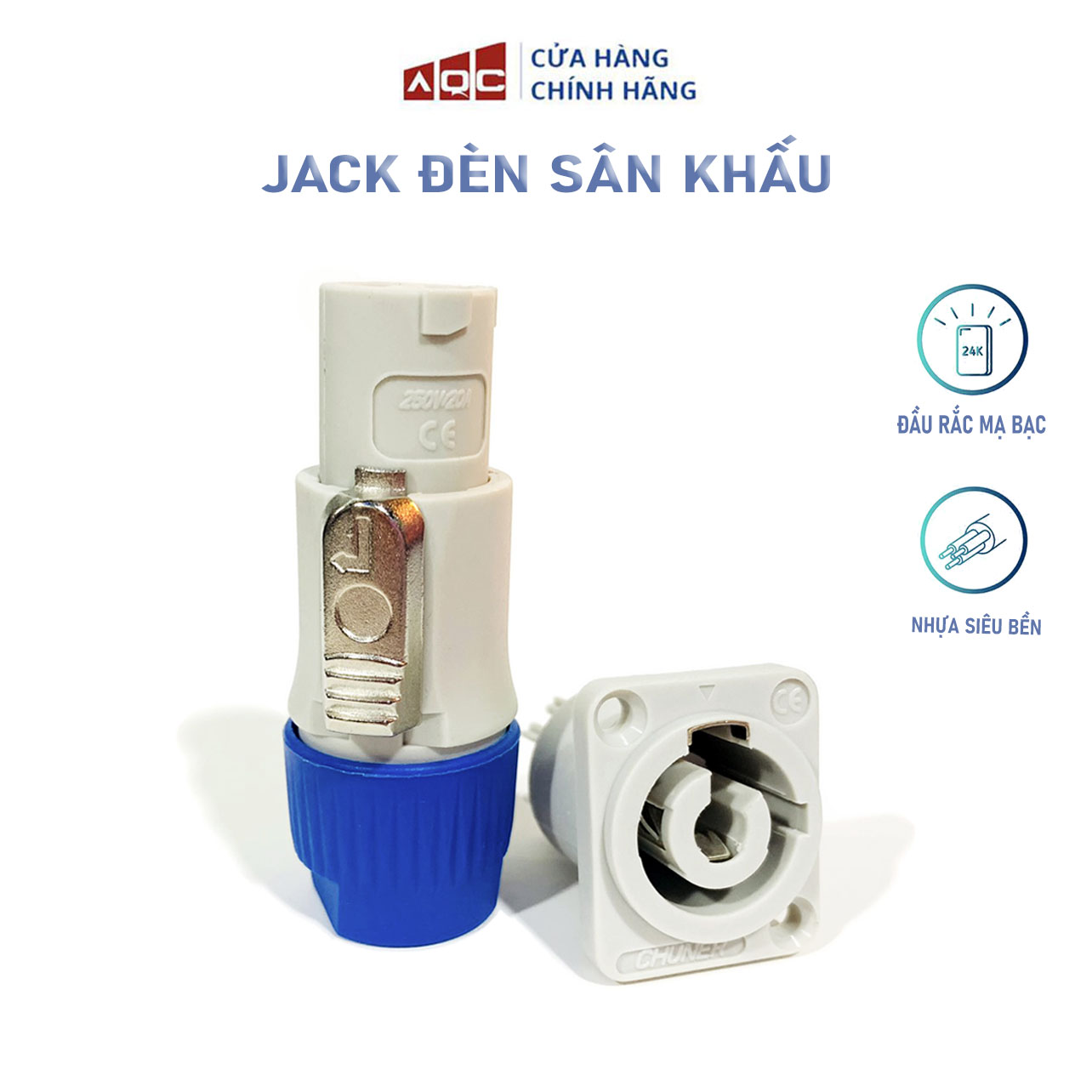 Jack đèn sân khấu - Rắc nguồn đèn beam- powercon 3 pin cho đèn