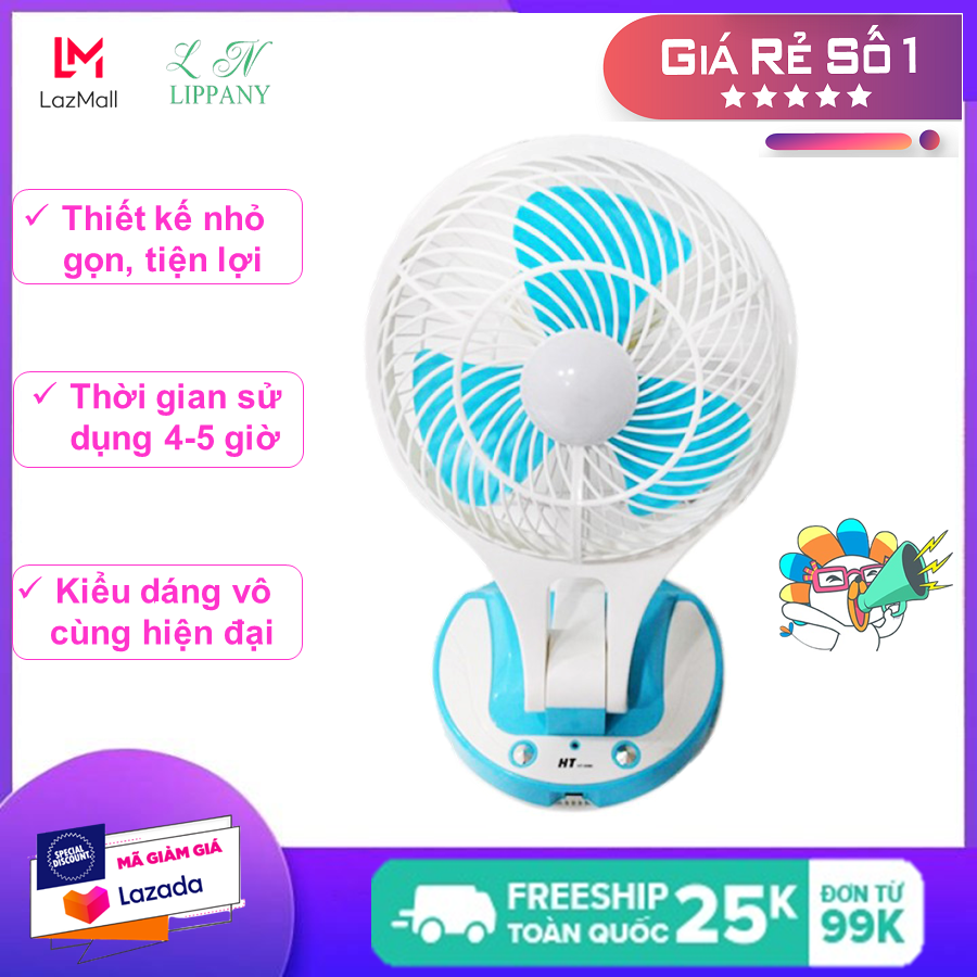 Quạt sạc tích điện mini fan jr 5580 loại lớn đa chức năng all in one,quạt tích điện 5580 mini fan 2 in 1 gấp gọn