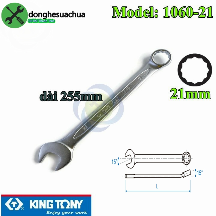 Cờ lê vòng miệng 21mm kingtony 1060-21 dài 255mm