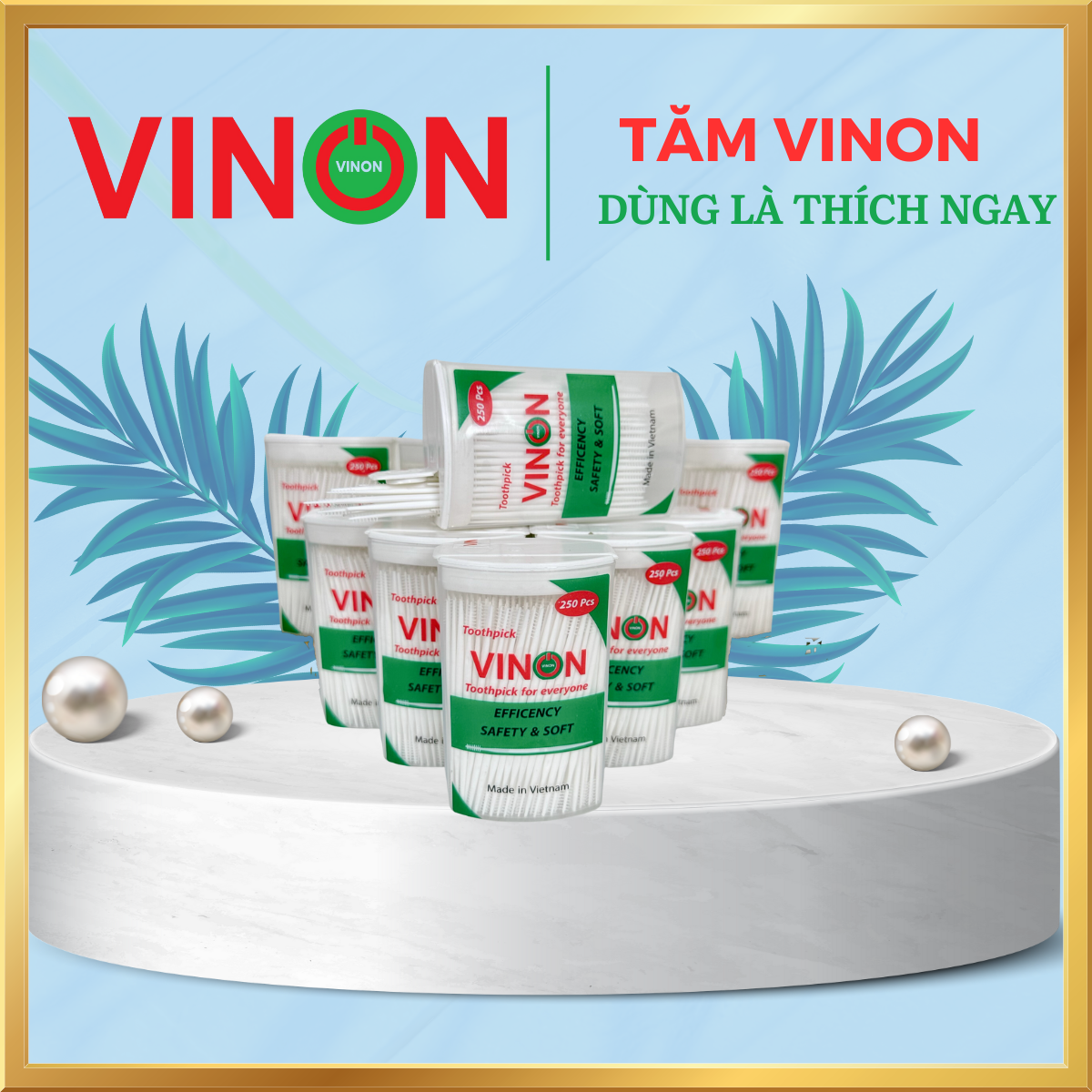 Tăm Vinon - Lựa Chọn Hoàn Hảo Cho Răng Miệng (Lốc 10 Hộp X hộp 250 Tăm) (2500 tăm) MS01