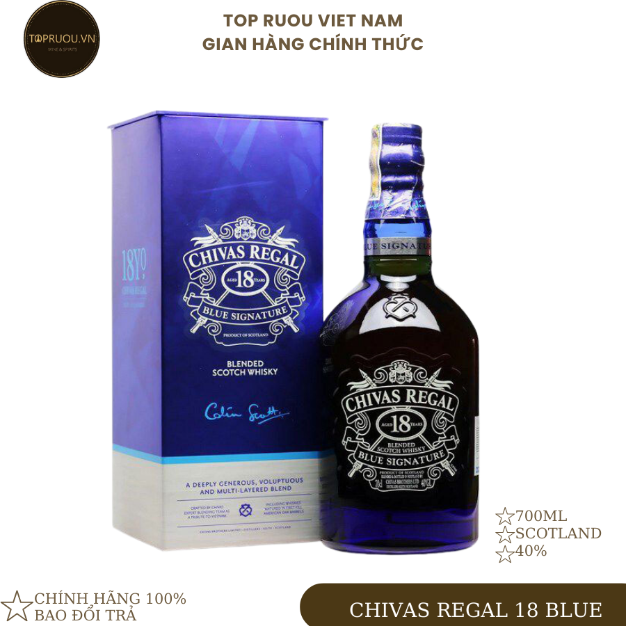 Rượu whisky chivas regal 18 blue - 700ml