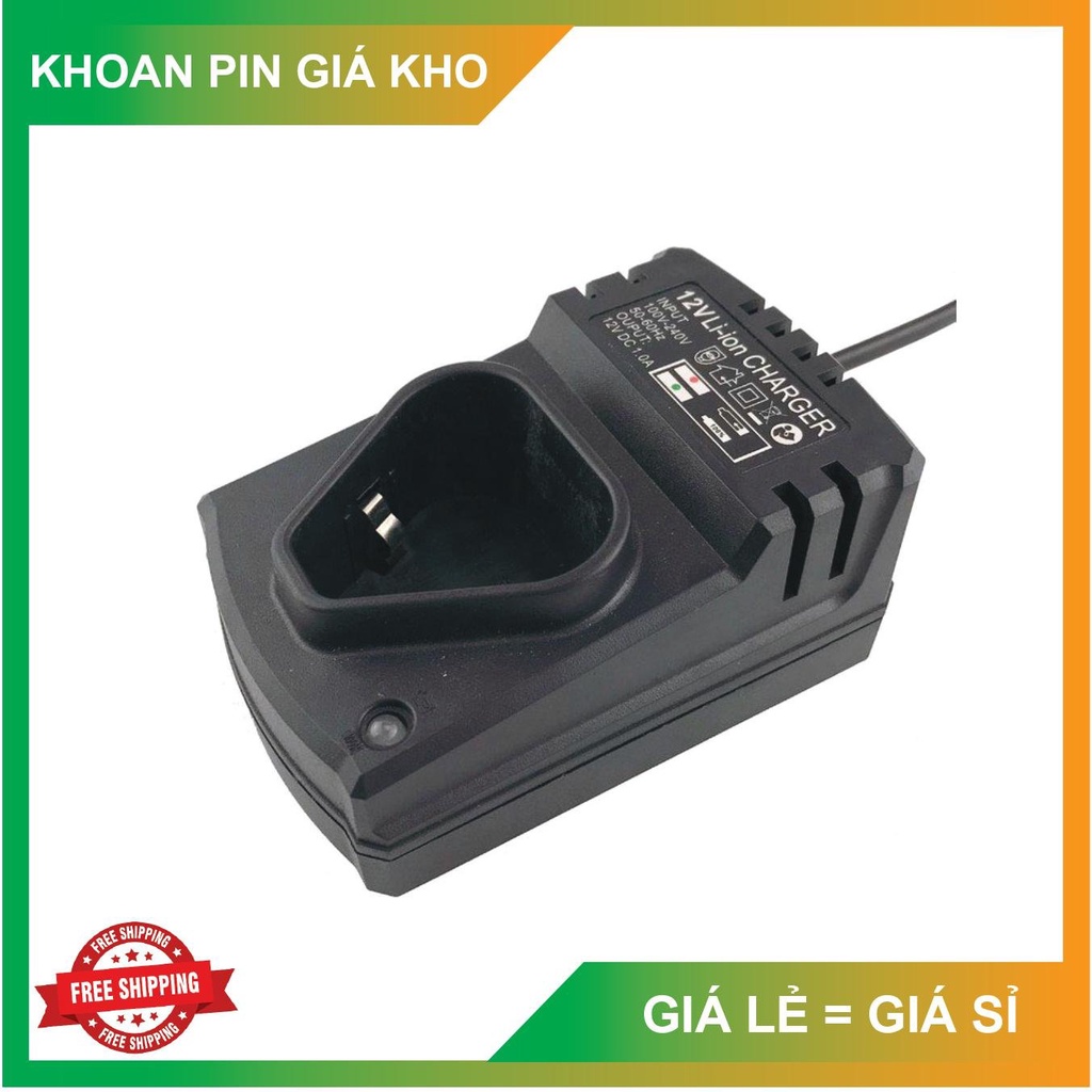 Dock sạc pin li-ion 12v sạc pin máy khoan pin 12v, sạc cốc, sạc đế, có đèn báo, tự ngắt khi đầy