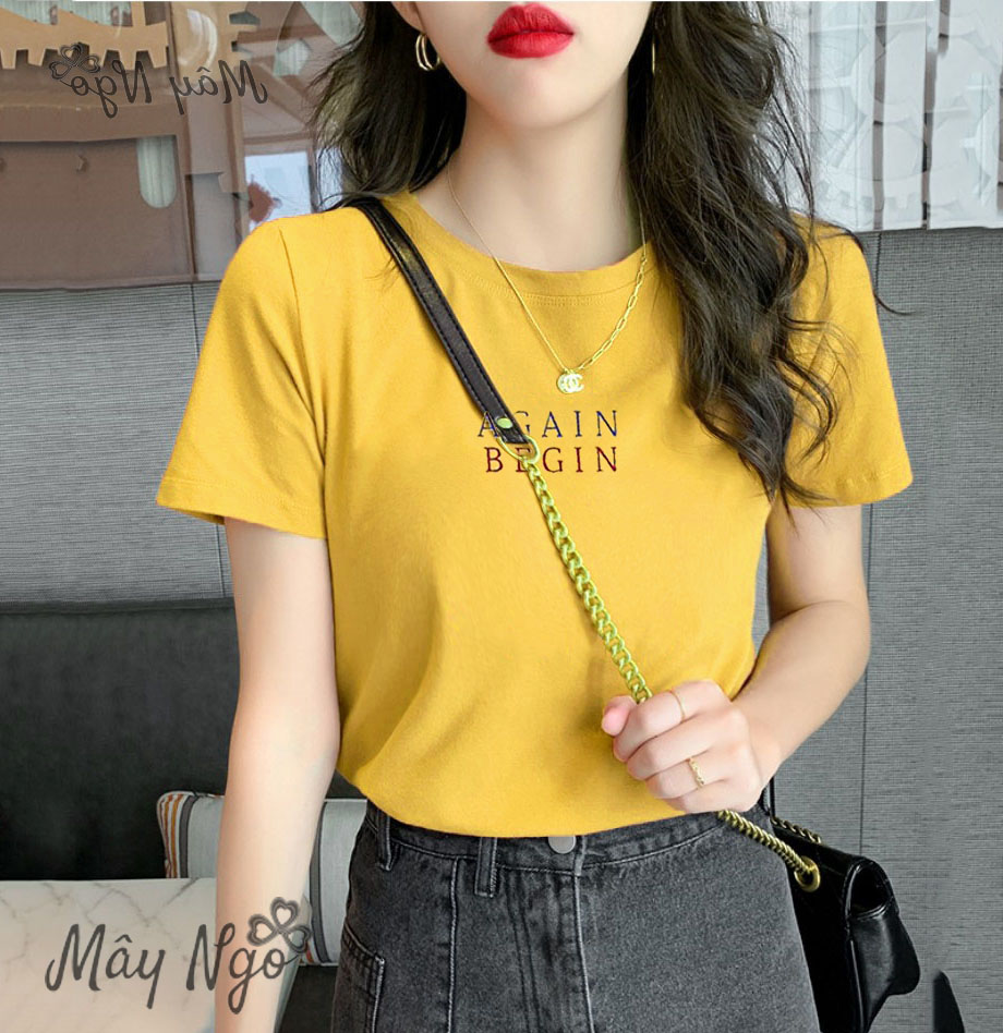 Áo thun nữ in chữ vải mịn mát thun thái cao cấp