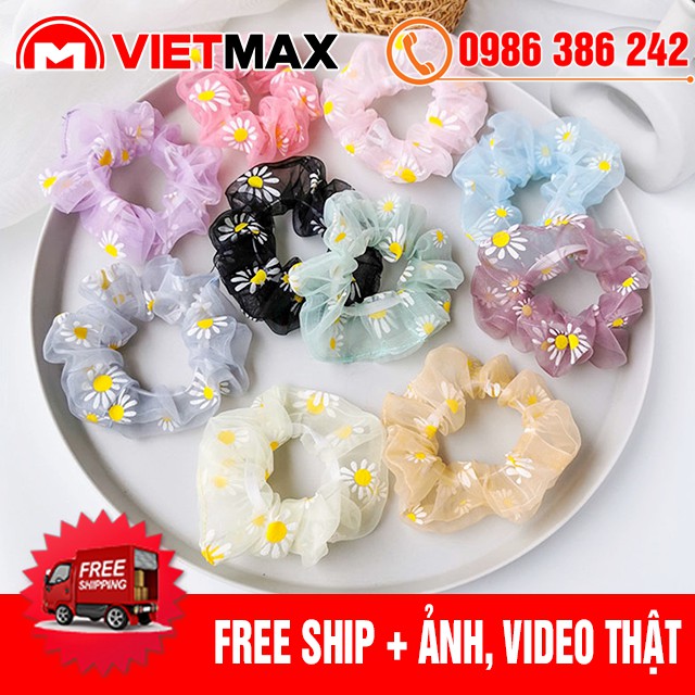 🎁 dây buộc tóc scunchies vải hoa cúc thời trang hàn quốc