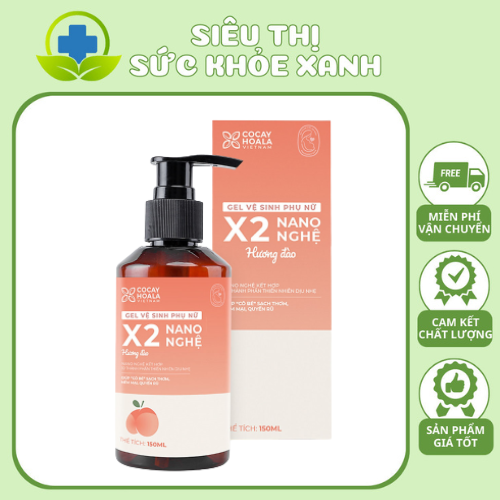 Dung dịch vệ sinh phụ nữ gel x2 nano đào giảm ngứa cỏ cây hoa lá dung tích 150 ml
