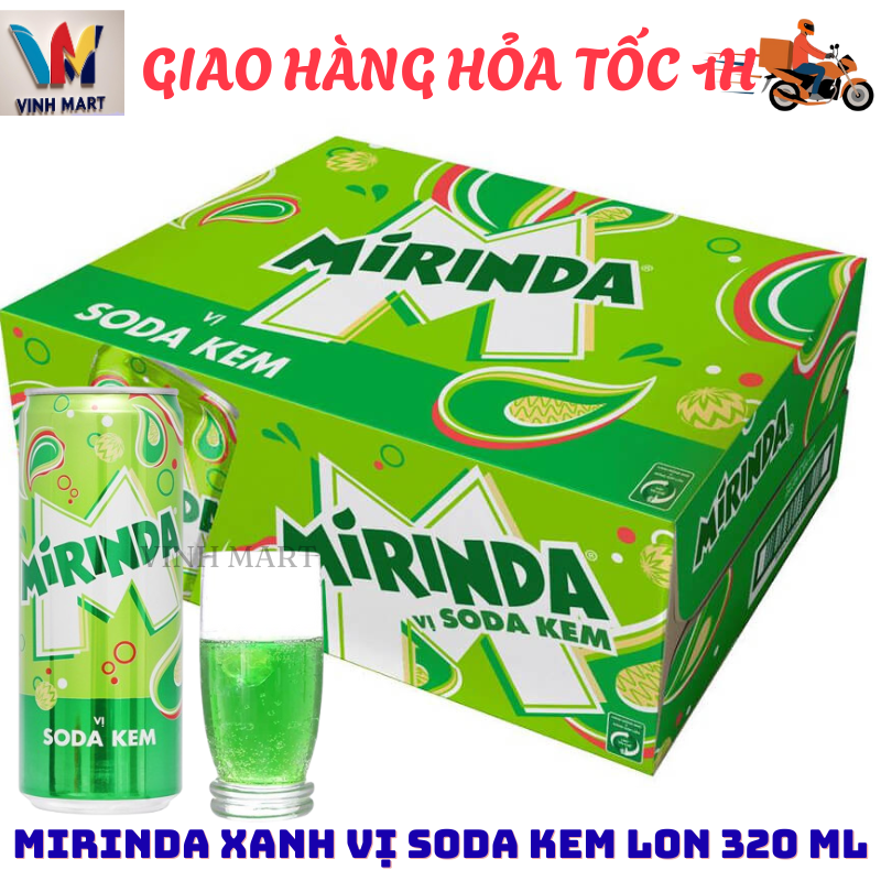 [ CHỈ GIAO CHO ĐƠN HỎA TỐC Ở HCM ] Mirinda Xanh Soda Kem Thùng 24 Lon 320 Ml