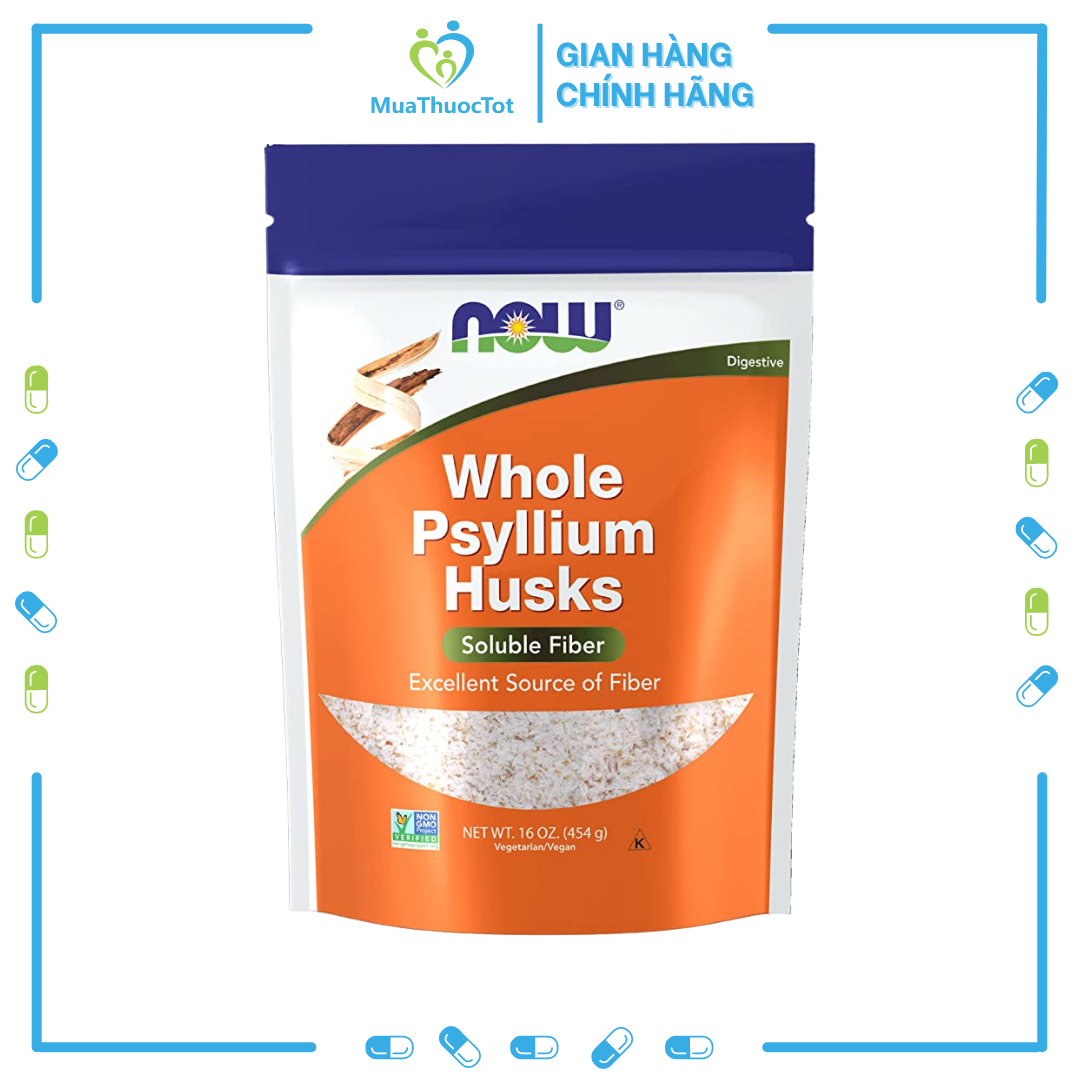 Bột vỏ hạt mã đề now foods whole psyllium husks 454g