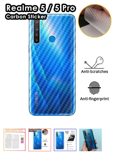 Miếng dán carbon realme 5 / realme 5i / realme 5s / realme 6i chống bám vân tay