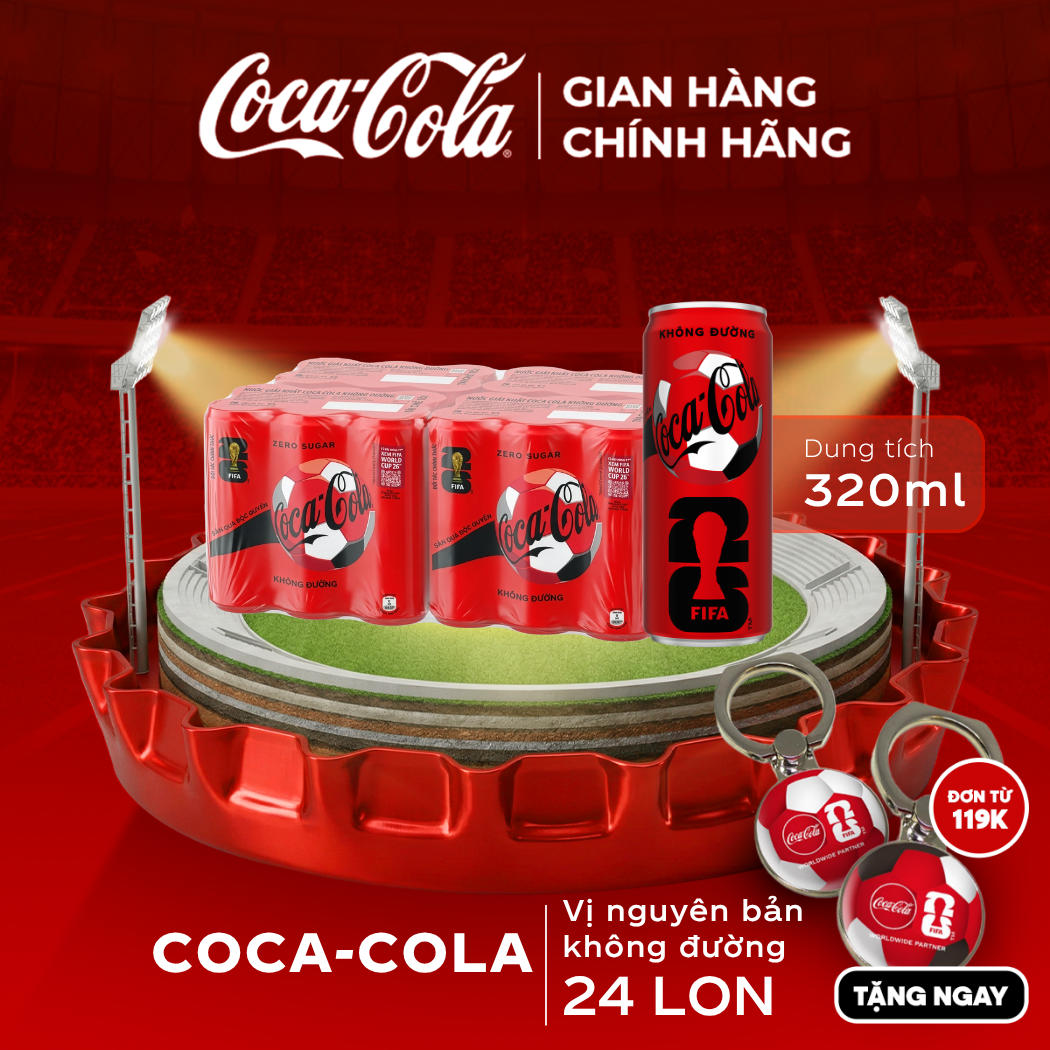 [SIÊU SALE ] Thùng/Lốc 24 Lon Nước Ngọt Giải Khát Không Đường Coca-Cola Zero 320ml/Lon Sale 25.05 Coca-Cola Chính Hãng_LD