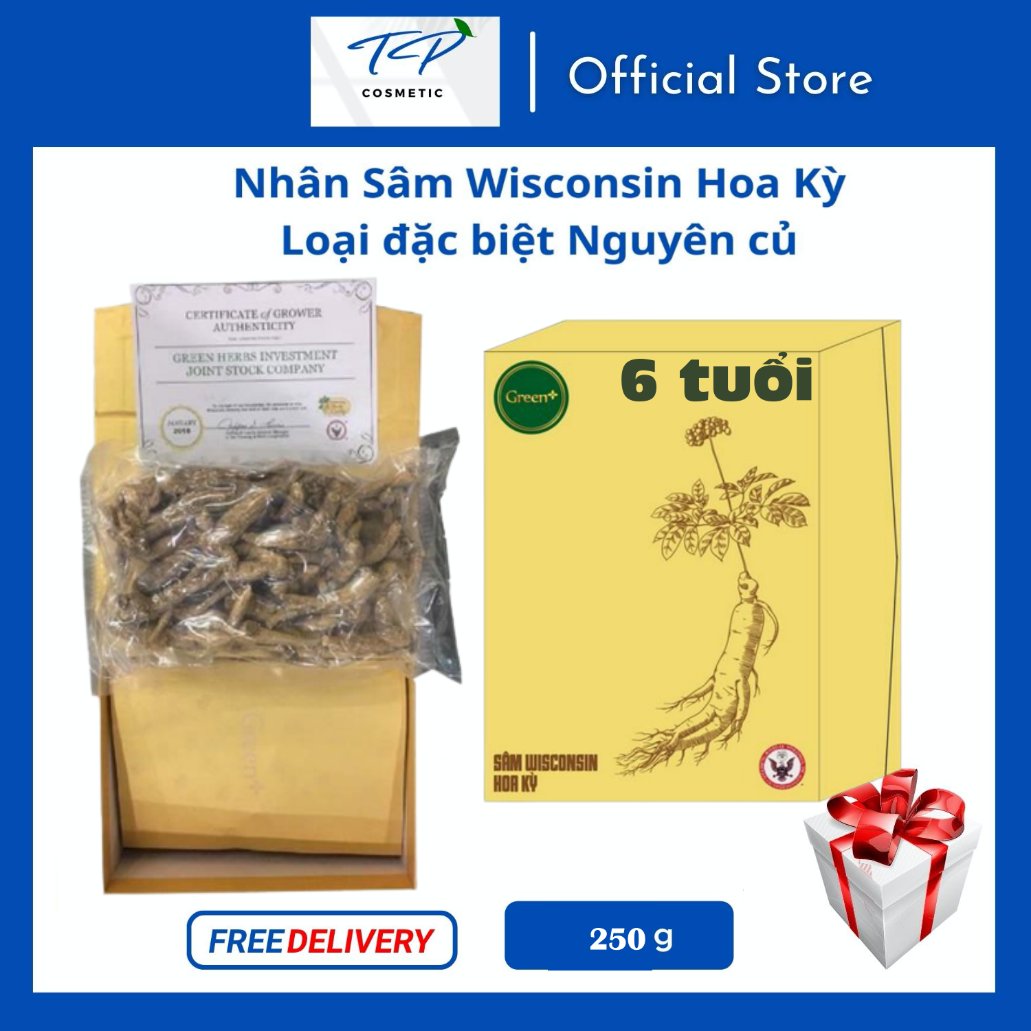 [Chính hãng] Nhân Sâm Wisconsin Hoa Kỳ (Nhân Sâm Mỹ) Nguyên củ (6 tuổi) : Bồi Bổ Sức Khỏe Tăng Sức Đề Kháng Điều Hòa Lipid Máu.