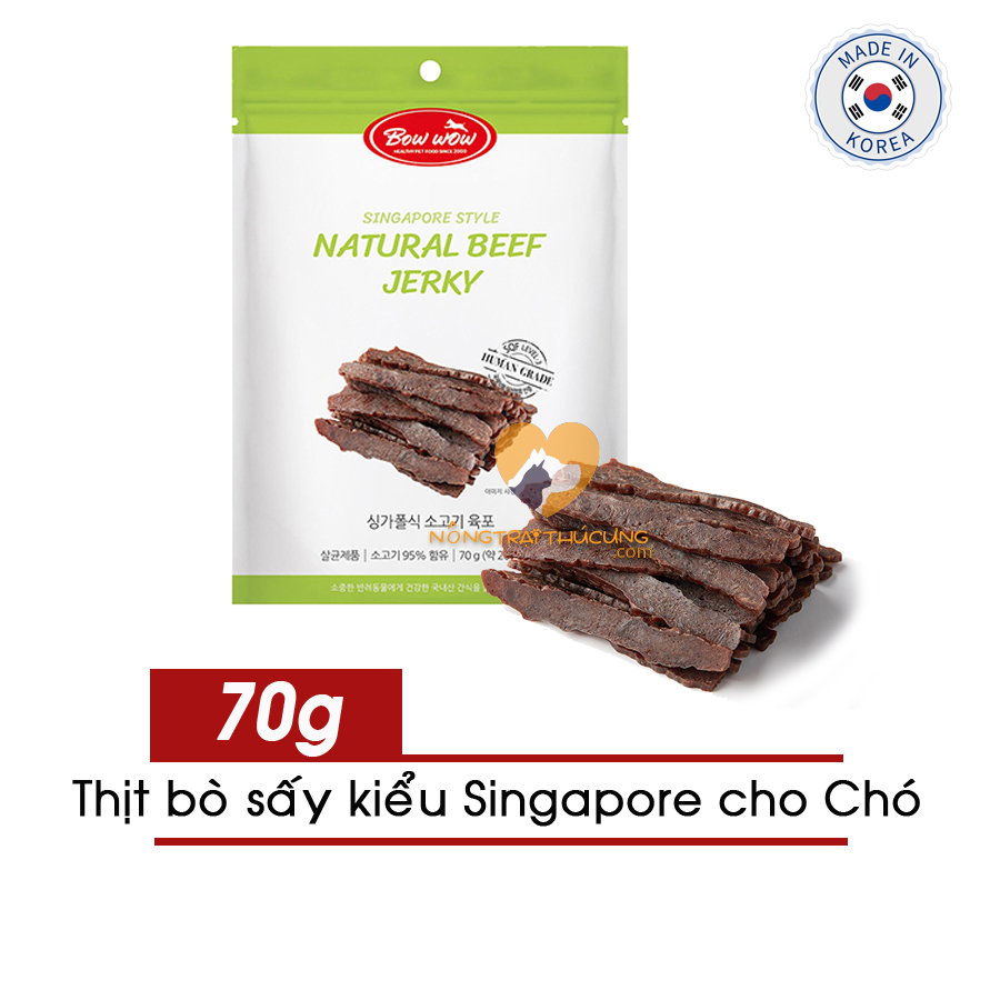 Thức ăn vặt - bánh thưởng thịt bò sấy nguyên miếng cho chó 70g bowwow hàn quốc -