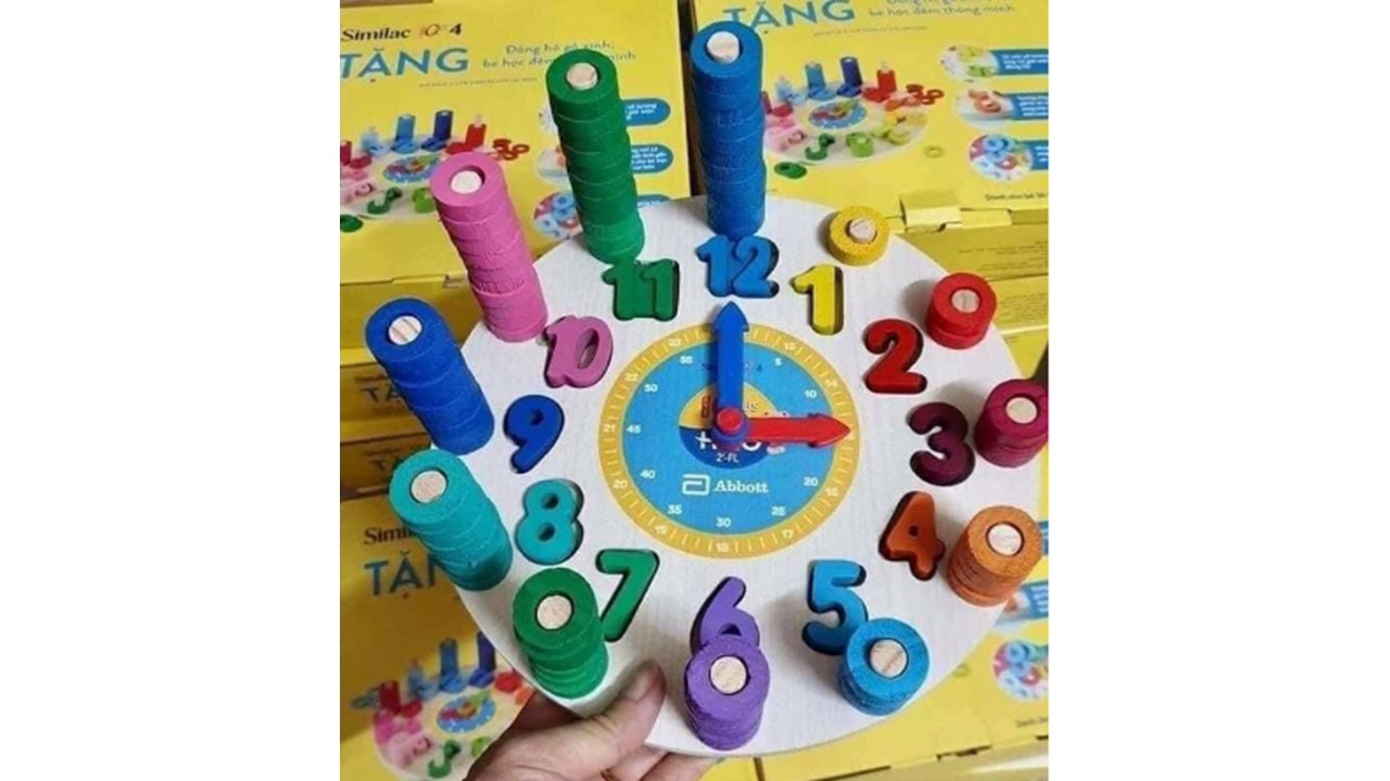 Đồ chơi đồng hồ gỗ tập đếm học xem đồng hồ
