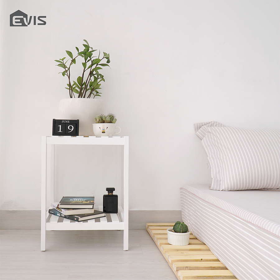 Kệ Gỗ Đa Năng Evis Home - Kệ Đầu Giường 2 Tầng Mặt Thanh Gỗ - Lắp Ráp Dễ Dàng - Trang Trí Nội Thất