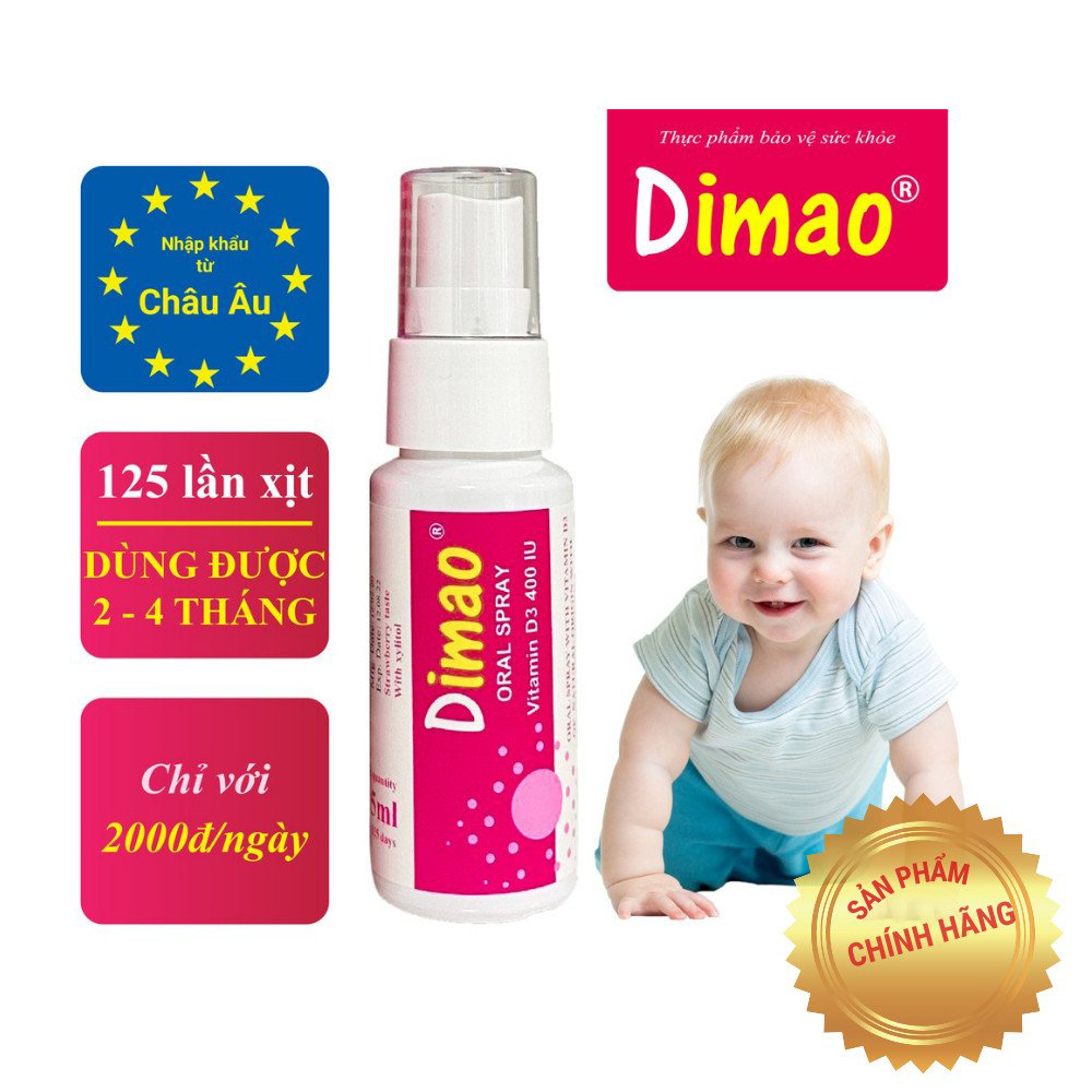 [FREESHIP] Vitamin d3 cho trẻ sơ sinh dạng xịt độc quyền 25ml Dimao 400UI, phát triển hệ xương, răng, chiều cao cho trẻ