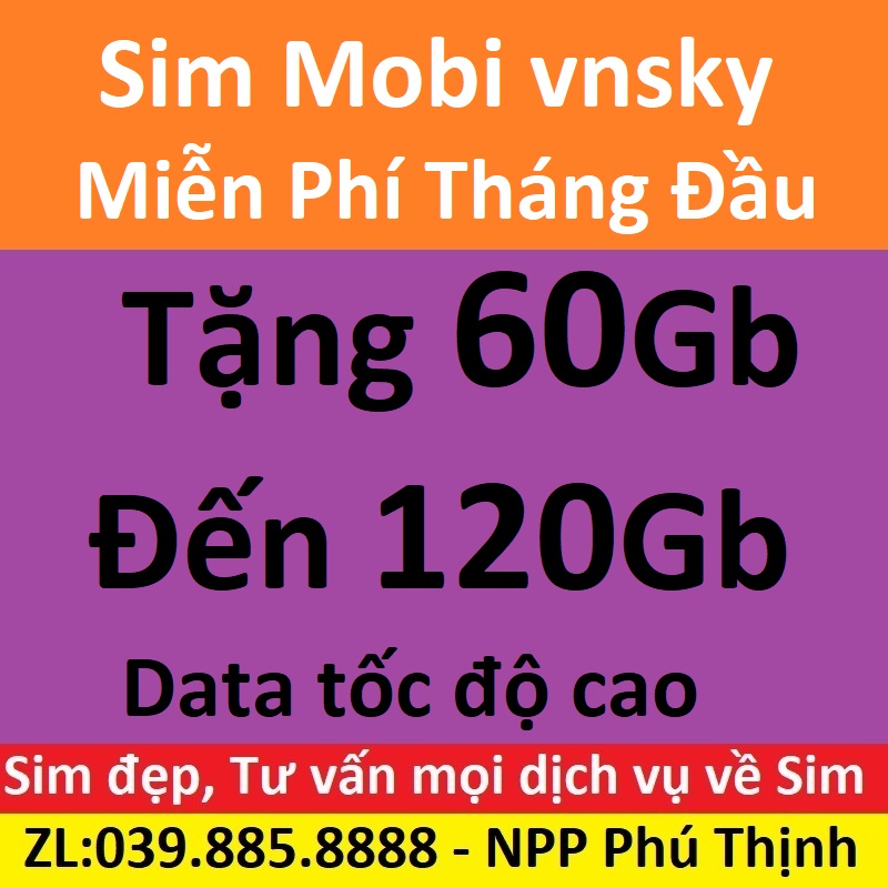 Sim vnsky Tặng 60Gb, Miễn phí tháng đầu, Sim chưa kích hoạt