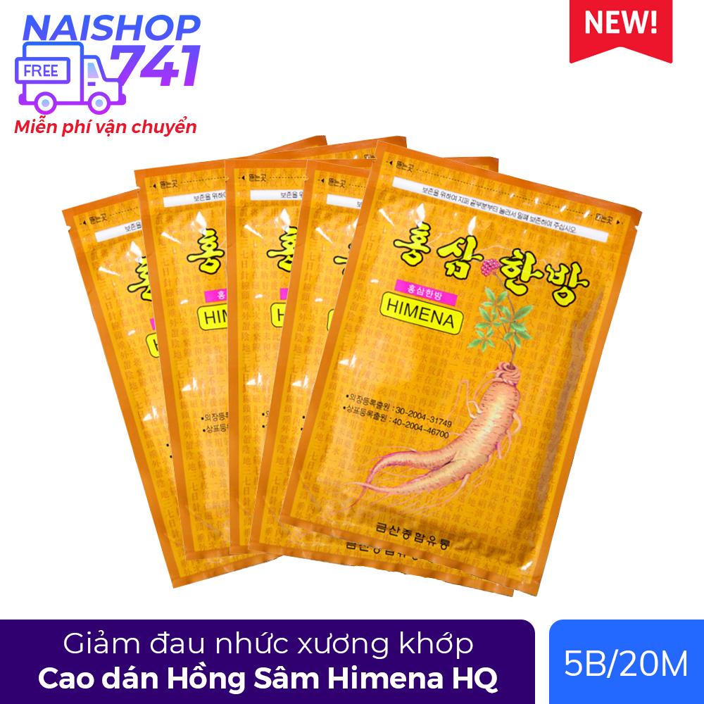 [COMBO 5 Bịch] Cao Dán Hồng Sâm Hàn Quốc Himena Giảm Đau Nhức Vùng Bị Chấn Thương, Đau Xương Khớp, Tăng Cường Tuần Hoàn Máu, Mệt Mỏi (5 bịch 20 miếng)