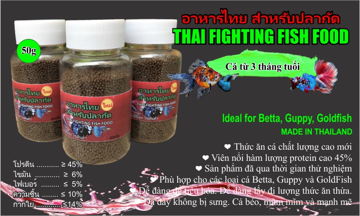 [HCM]THAI FIGHTING FISH FOOD - THỨC ĂN CAO CẤP CHO CÁ BETTA GUPPY GOLDFISH - Cá từ 03 tháng tuổi [Nhập khẩu Thái Lan]
