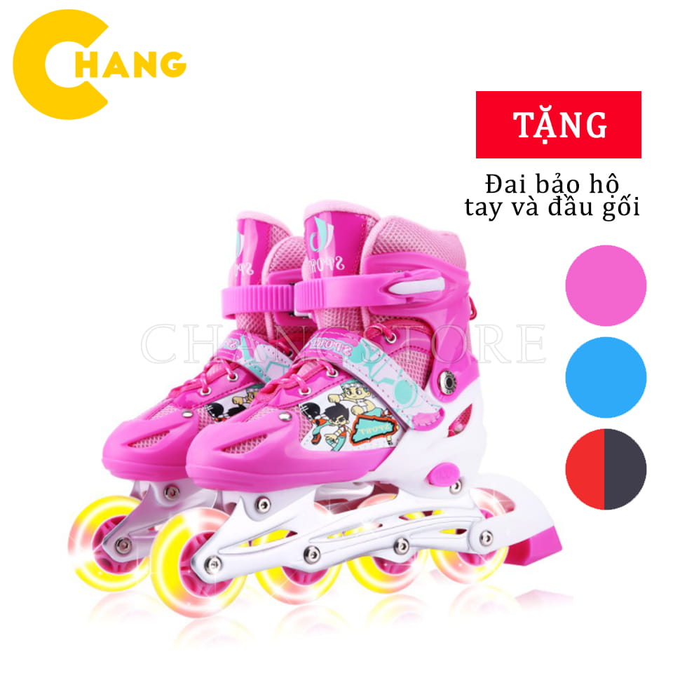 Giày Trượt Batin, Giày Patin Sport 1 Đèn Flash Phát Sáng Trẻ Em - Tặng Kèm Bảo Hộ Chân Tay