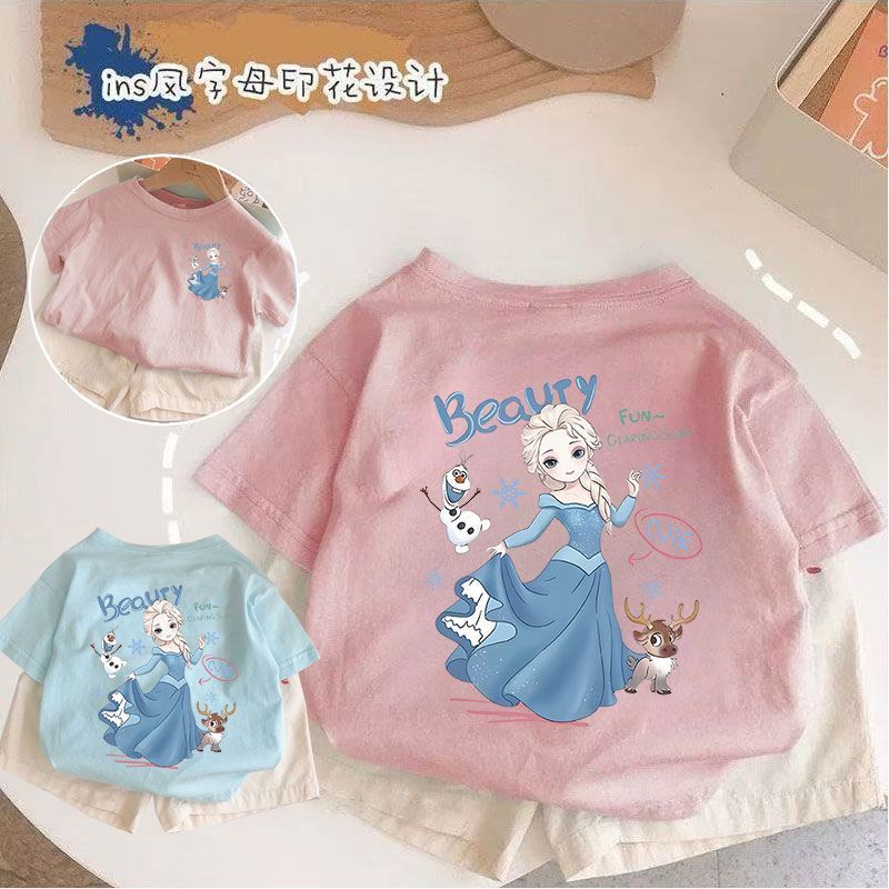 Áo sơ mi cotton ngắn tay T Áo thun trẻ em phong cách Hàn Quốc, họa tiết hoạt hình mới mùa hè dành cho bé gái. t - 5