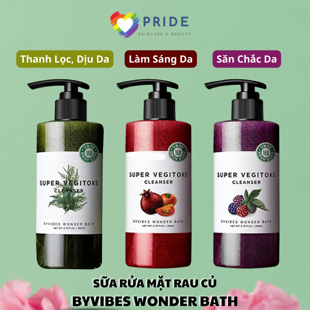 Sữa rửa mặt rau củ Super Vegitoks Cleanser 300ml - Thải độc da - Byvibes Wonder Bath