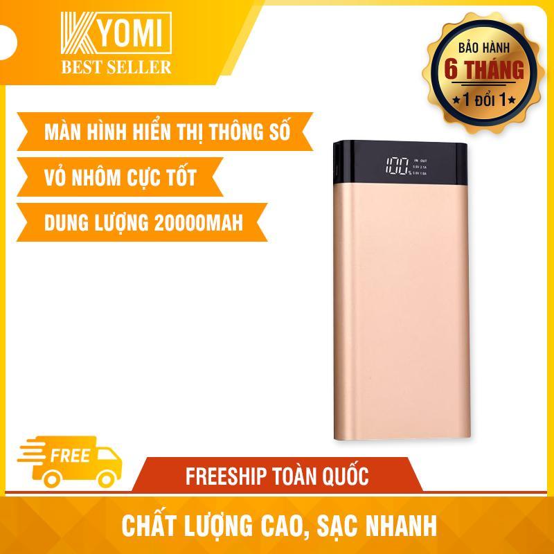 Pin Sạc Dự Phòng 20000mAh tốt chất lượng cao High speed sạc nhanh, cuc sac du phong vỏ nhôm cực tốt Màn hình Đèn LED hiển thị thông số sạc, đèn pin kép siêu sáng M158 power bank