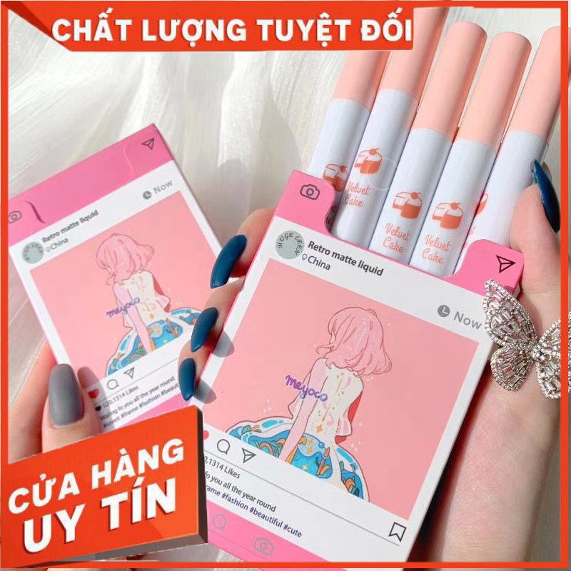 Set 5 Thỏi Son Kem Lì Muge Leen Cô Gái Meyoco Retro Matte Liquid Mềm Mượt , Tone Quyến Rũ