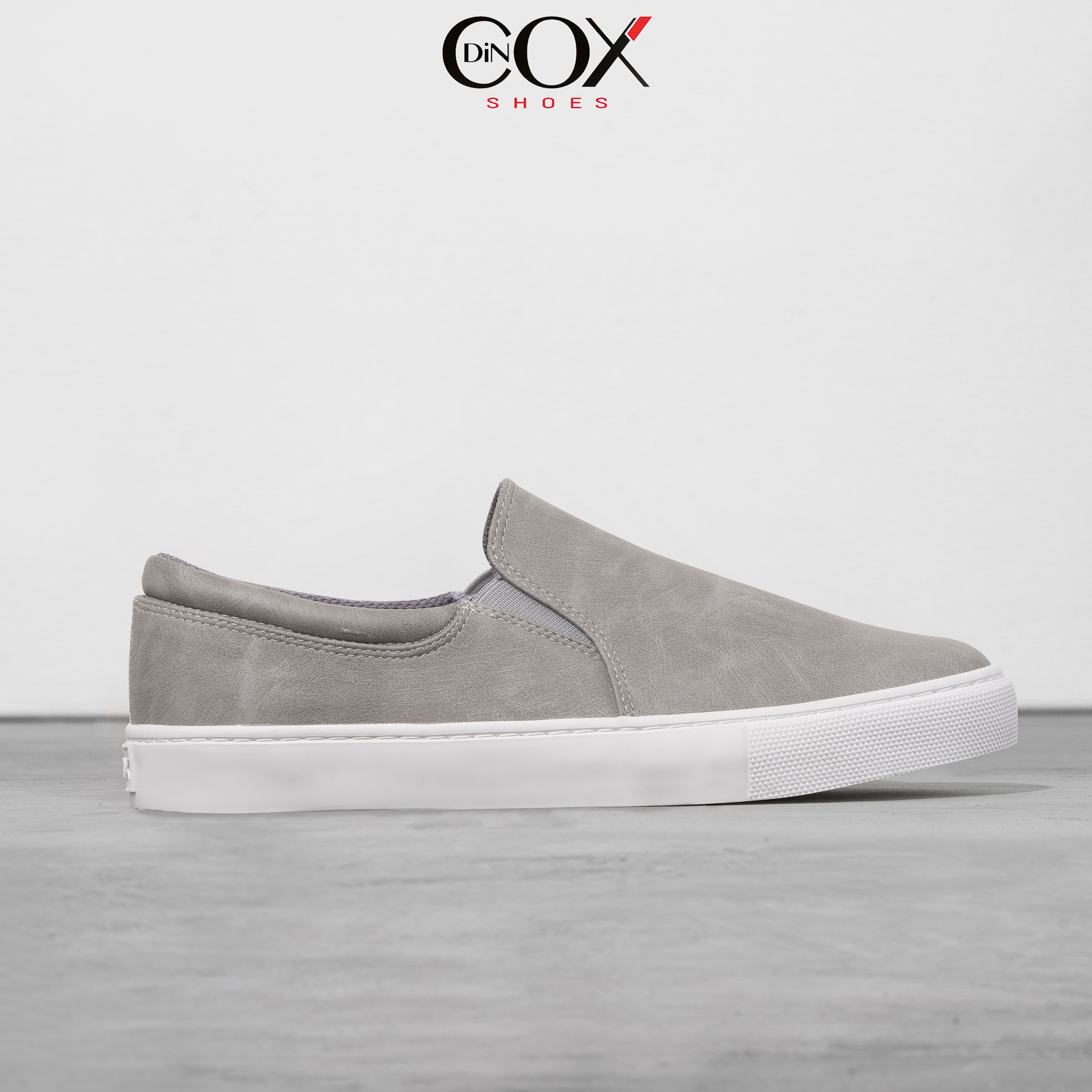 Giày lười sneaker da nam dincox c38 đơn giản, lịch lãm grey