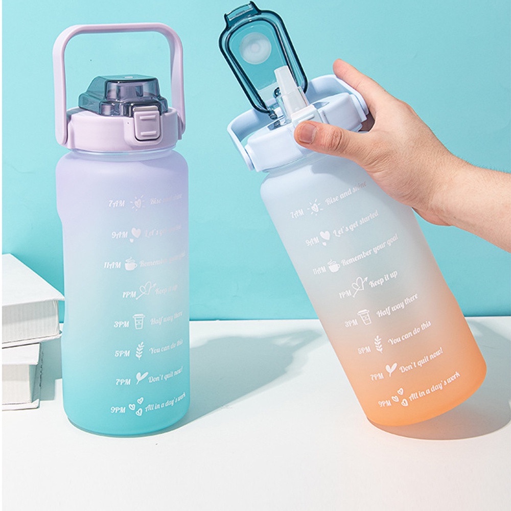 Bình Đựng Nước 2L Dễ Thương Có Vạch Báo Giờ Uống Nước, Bình nước tiktok, bình nước có vạch báo giờ, bình đựng nước 2l có ticker
