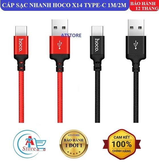 Cáp sạc nhanh android hoco x14 typec 1m/2m - cáp sạc dây dù - bh 12 tháng