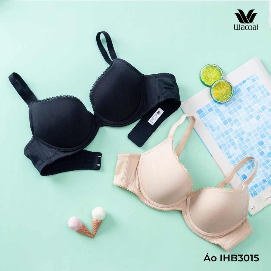 Áo lót wacoal ihb3015 có gọng, nâng vừa, mút mỏng, cup 3/4, trơn, dây liền