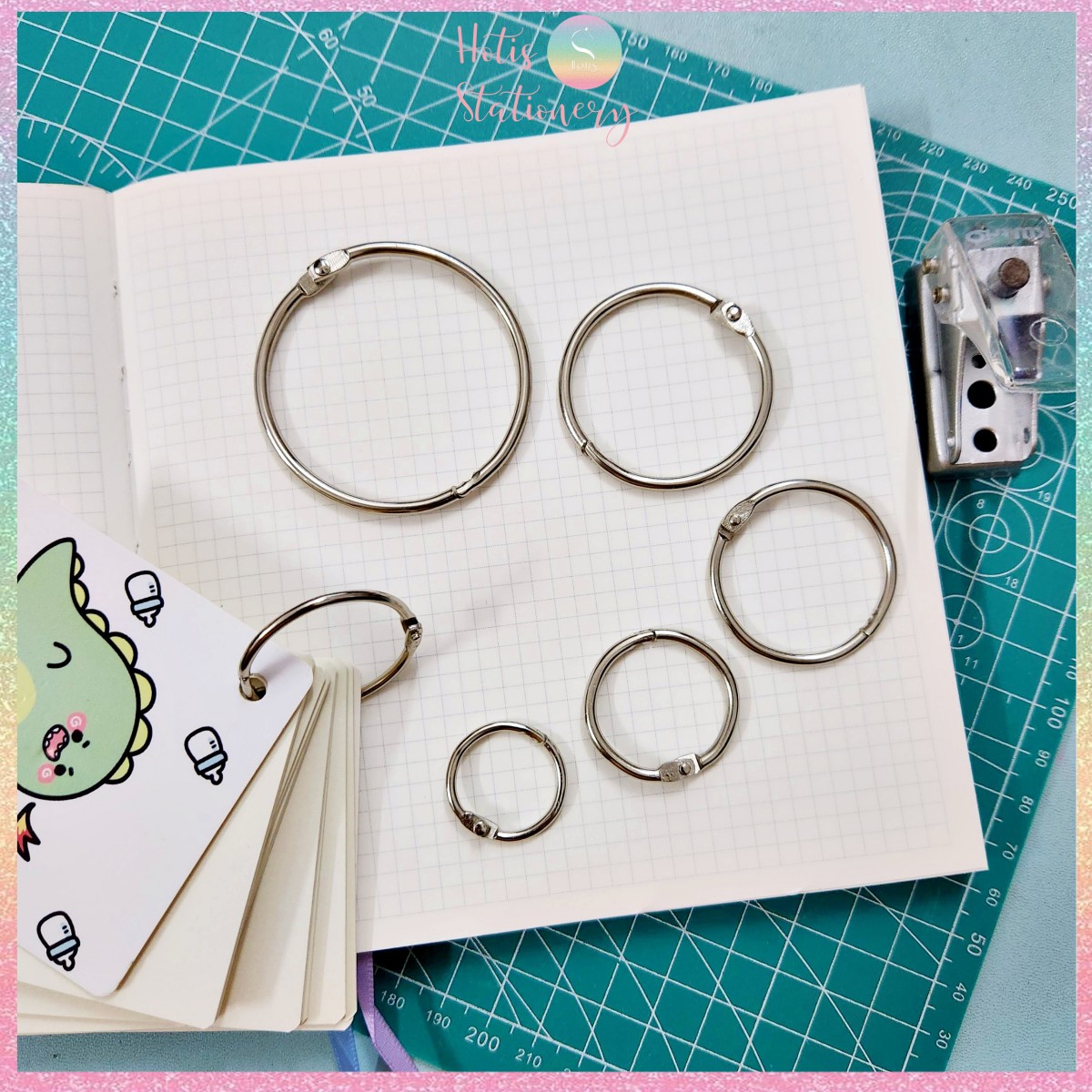 Khoen tròn Hotis làm flashcard, đóng gáy, khoen còng inox - 1 cái