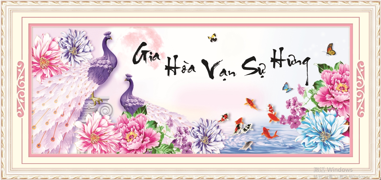 TRANH ĐÍNH ĐÁ chim công Gia Hoà Vạn Sự Hưng 88750 |100X50CM|  Chưa đính