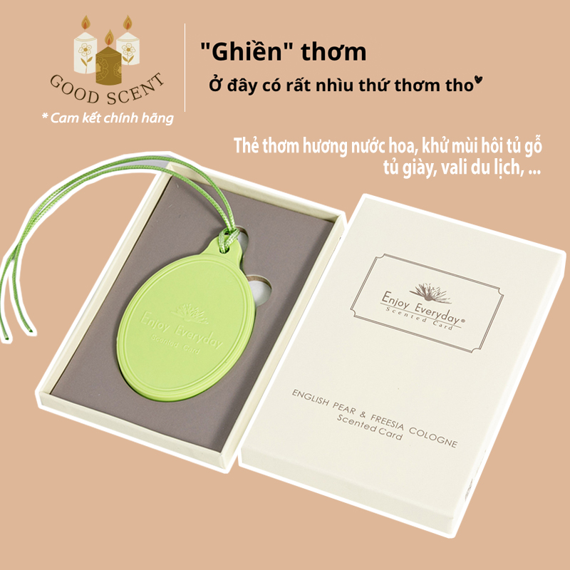 Thẻ thơm hương nước hoa sáp thơm scented card treo tủ quần áo khử mùi thơm phòng enjoy everyday "Ghi