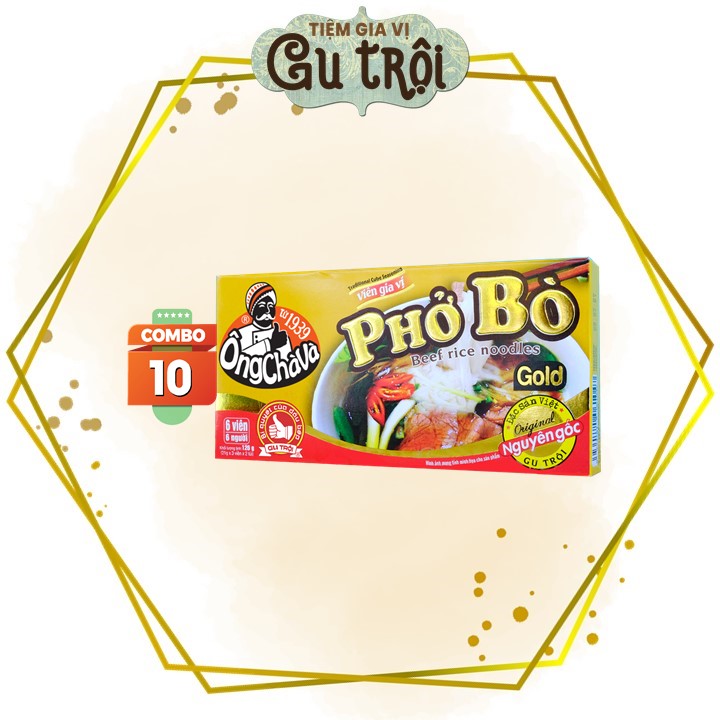 Combo 10 hộp viên gia vị phở bò gold ông chà và 126g