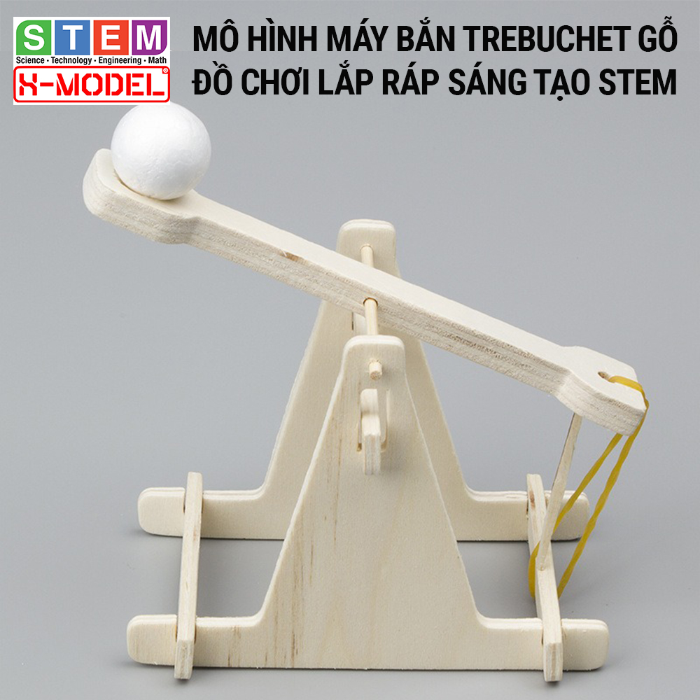 Đồ chơi lắp ráp gỗ tự làm lắp ráp mô hình Trebuchet  máy băn bóng ST106 XMODELcho bé, Đồ choi trẻ em DIY| Giáo dục STEM
