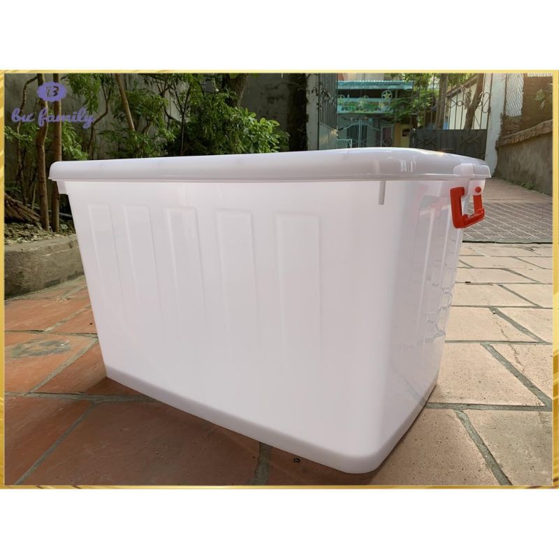 Thùng đựng đồ, đựng bát đĩa có nắp và bánh xe loại to dày 75l, 90L Việt Nhật