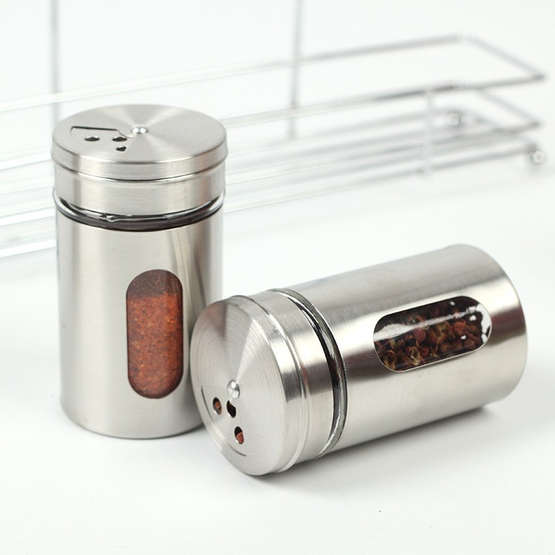 Lọ Rắc Tiêu Muối Thuỷ Tinh Bọc Inox, hũ đựng gia giạ kiêm lọ rắc tiêu, lọ đựng tăm đa năng