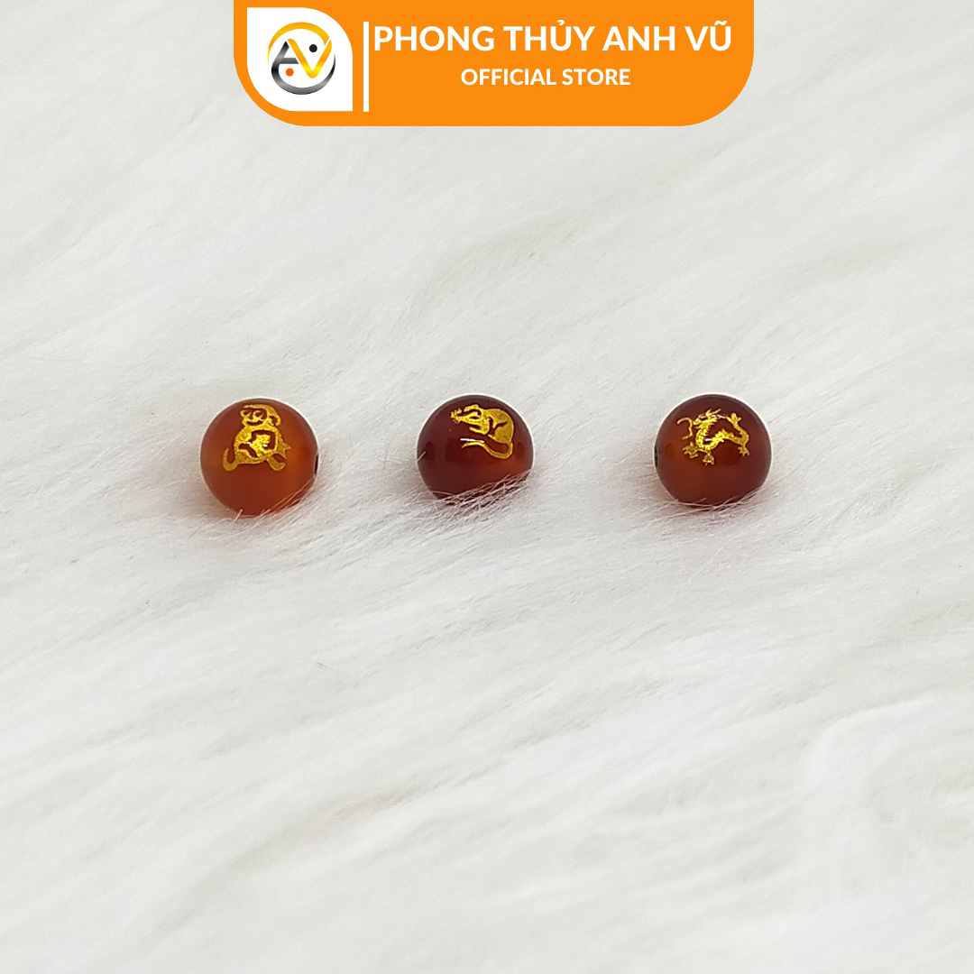 3 viên tam hợp thân tý thìn mã não đỏ - Vòng tay tam hợp quý nhân thân tý thìn