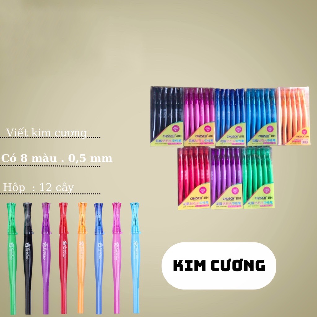 Hộp 12 cây viết gel kim cương chosch cs - 885 ngòi 0.5mm