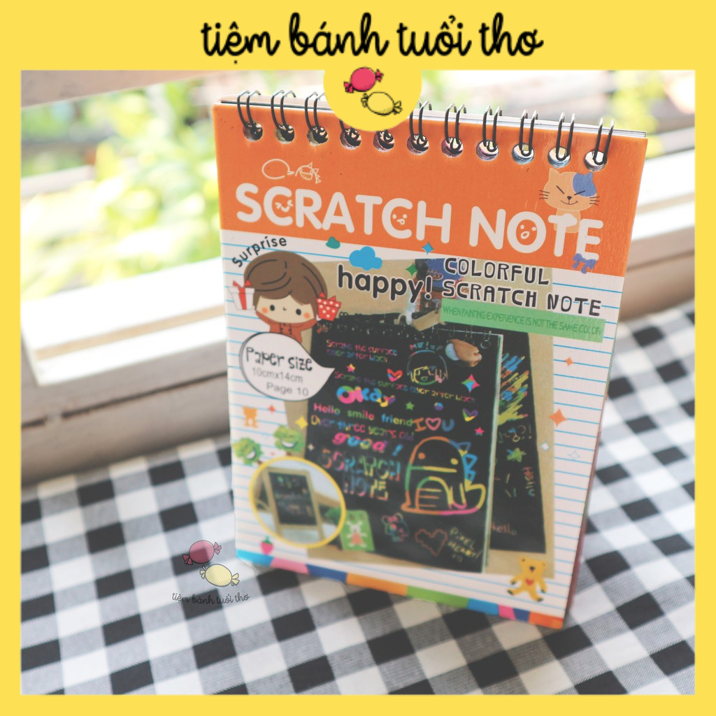 Sổ vẽ cầu vồng ma thuật khổ a6 - scratch note - sổ than ma thuật - tiệm bánh tuổi thơ