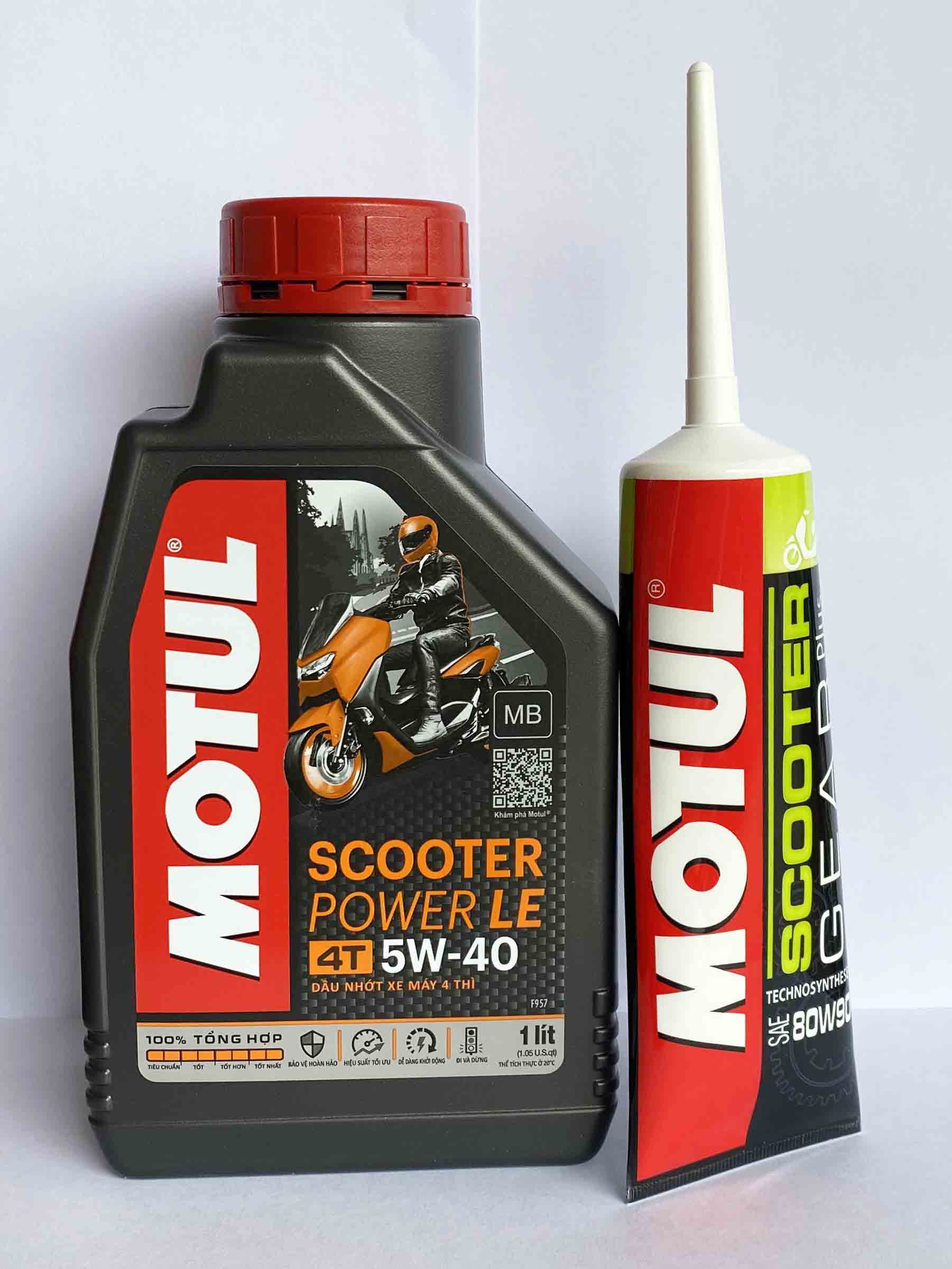 Combo Nhớt Motul Scooter Power le 800ml 5w40 + nhớt láp motul