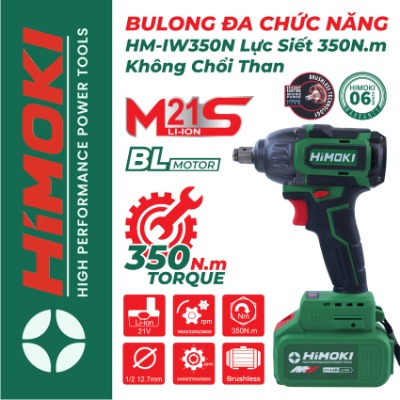 Máy siết Bulong Himoki HM-IW350N Lực Siết 350N.m Không Chổi Than