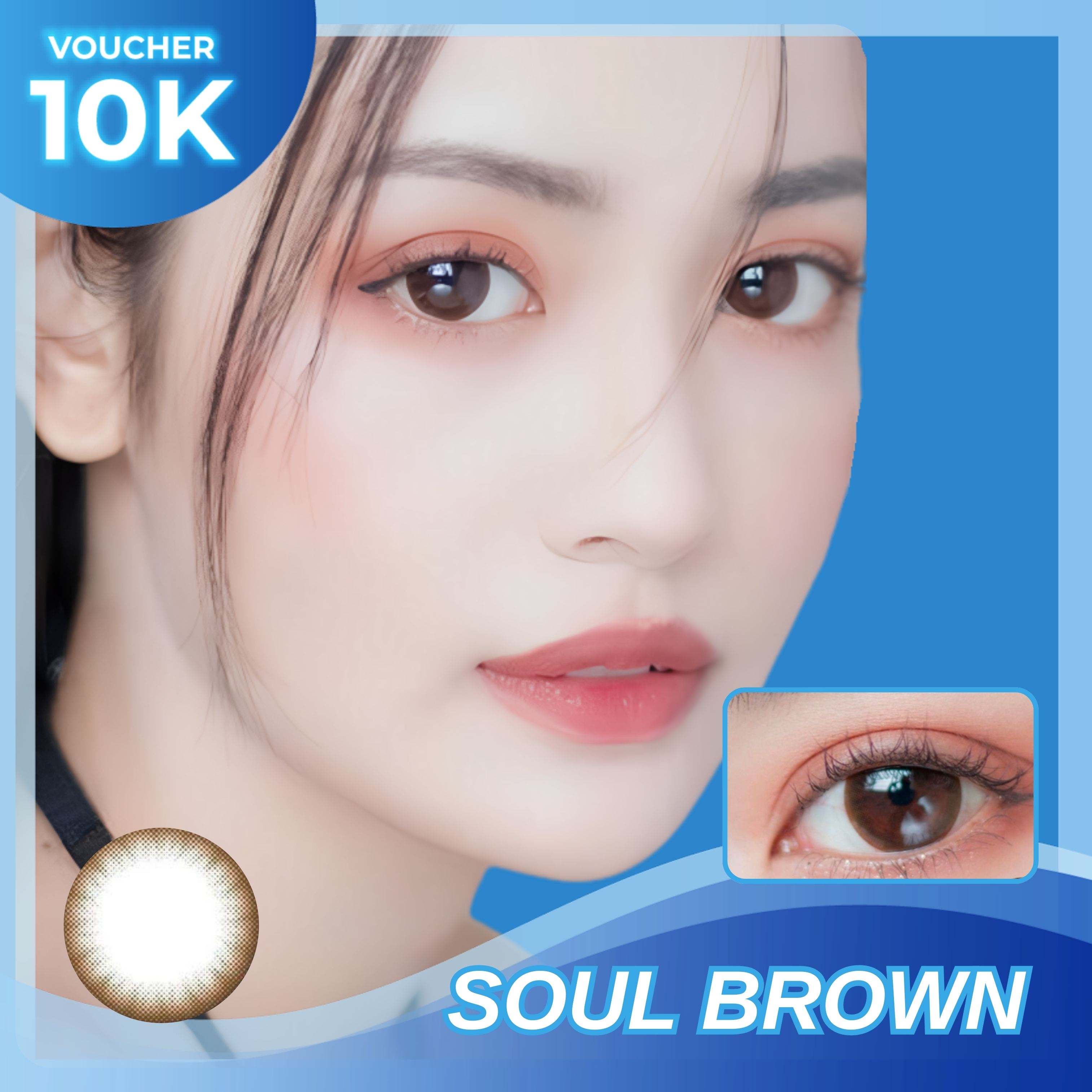 Kính Áp Tròng 1 Ngày Clalen màu Soul Brown có độ, lens 1 ngày màu nâu tự nhiên - Lens Optic