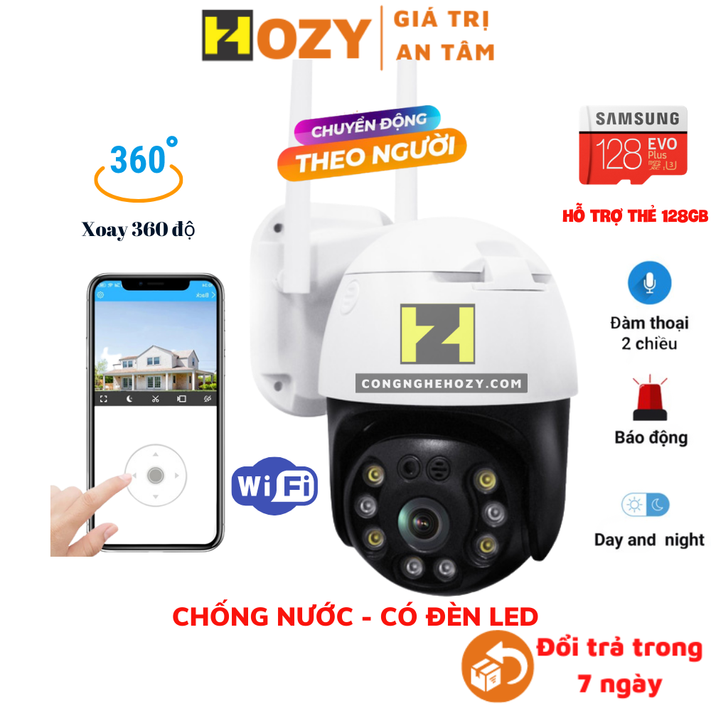 Camera wifi OnvizCam ptz HK30 3.0mpx, Chống nước, Xoay 360 độ, Quay theo đối tượng, Báo động chống trộm về điện thoại, Xem 4 camera trên 1 màn hình điện thoại, dùng app CareCam Pro mới 2021
