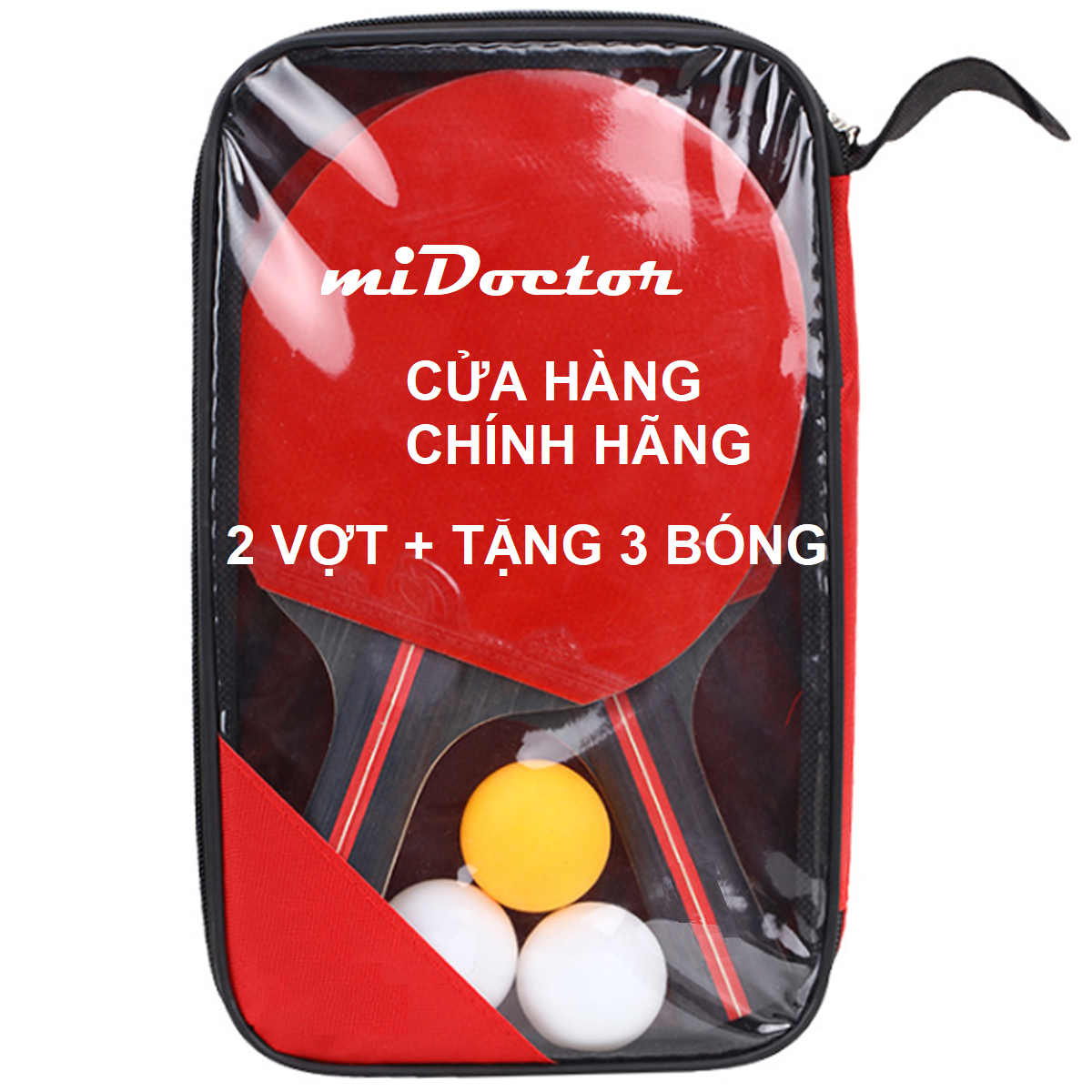 Bộ 2 vợt bóng bàn chính hãng midoctor + túi đựng vợt bóng bàn + 3 bóng