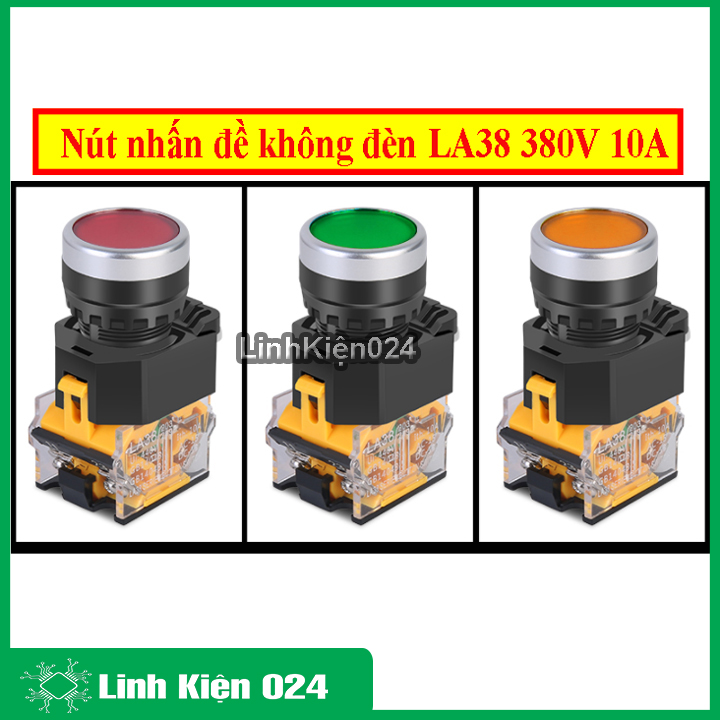 Nút nhấn đề nhả không đèn la38 380v 10a 2 tiếp điểm thường mở