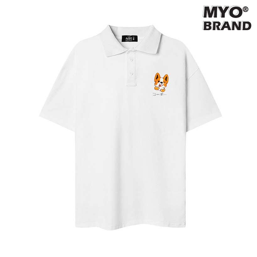 Áo polo có cổ myo vải cotton thêu corgi